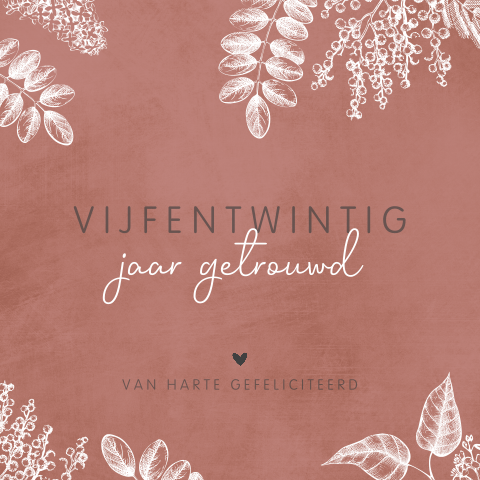 Felicitatiekaart jubileum 25 jaar getrouwd met takjes