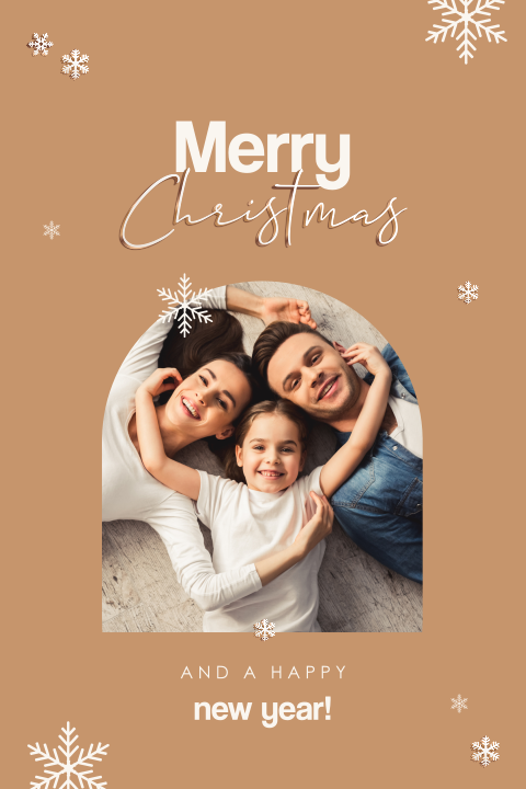 Trendy wenskaart kerst met fotoframe en ijskristal