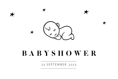 Babyshower kaart met baby lijntekening