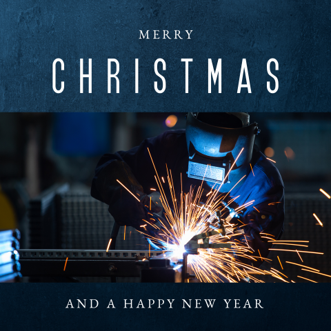 Zakelijke kerstkaart metaalbewerking met foto lasser