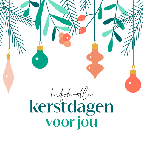 Kerst wenskaart stichting Long COVID met kerst illustraties