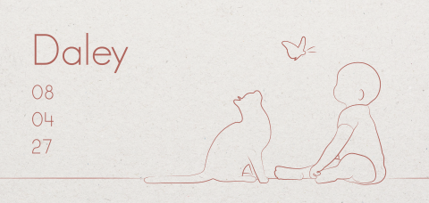 Unisex kat geboortekaartje met outline baby