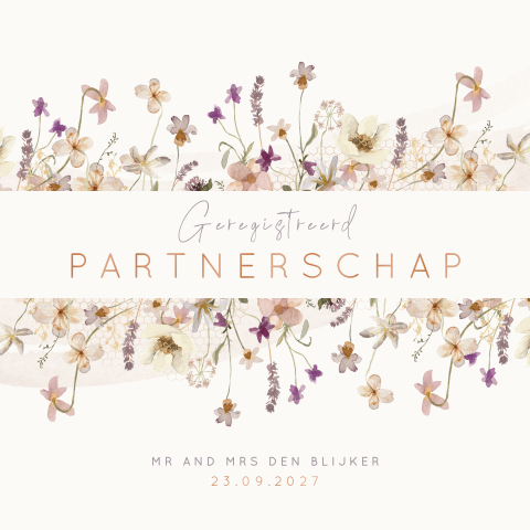 Romantische geregistreerd partnerschap kaart met bloemen en hoogglans