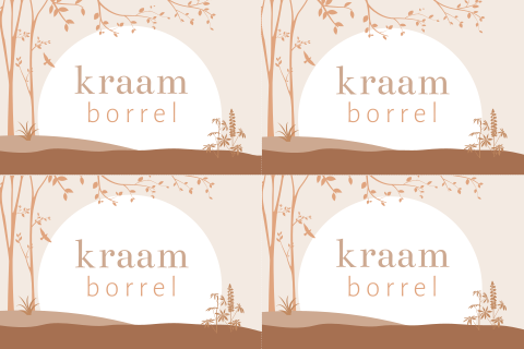 Kraamborrel minikaartjes voor een meisje met silhouet boom