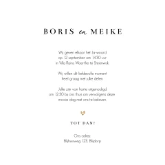 Foto trouwkaart met aquarel en een gouden hart