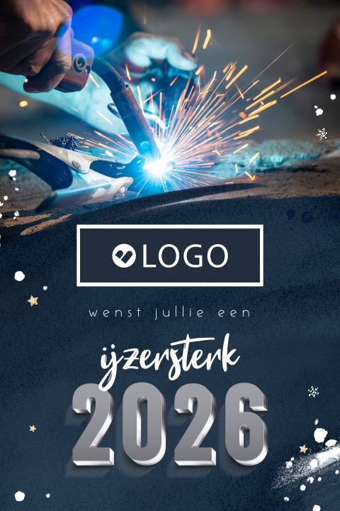 IJzersterke zakelijke kerstkaart met logo en jaartal