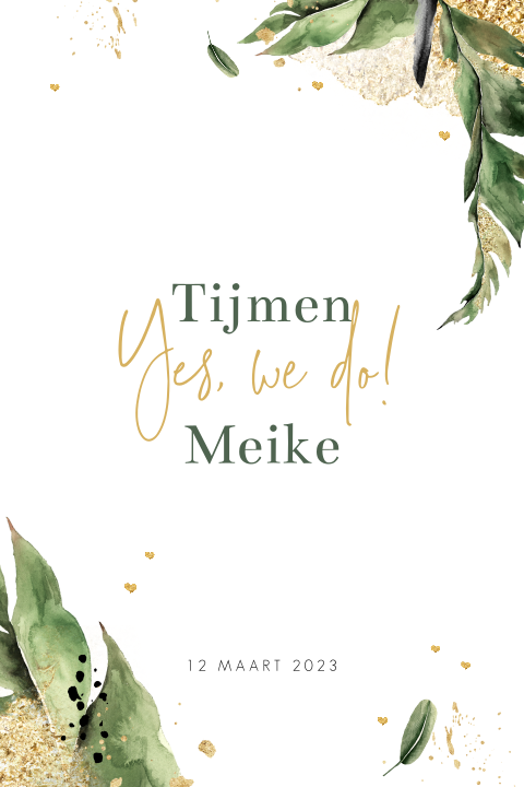 Trouwkaart voor pocketfold botanische look