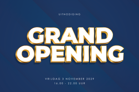 Zakelijke uitnodiging grand opening met goudlook