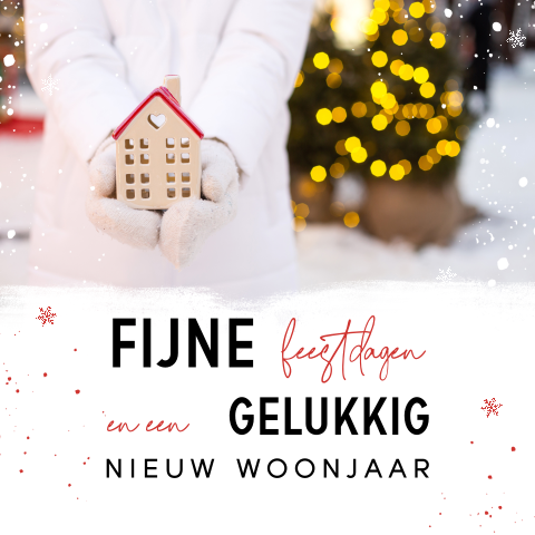 Zakelijke kerstkaart met foto van een huisje met hartje
