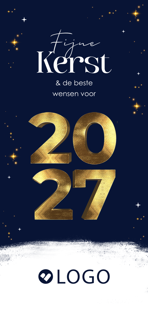 Zakelijke kerstkaart met jaartal, logo en ronde hoeken