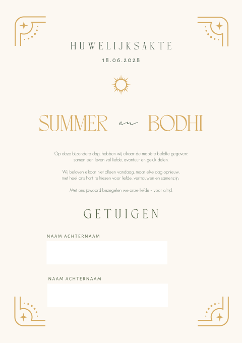 Huwelijksakte boho