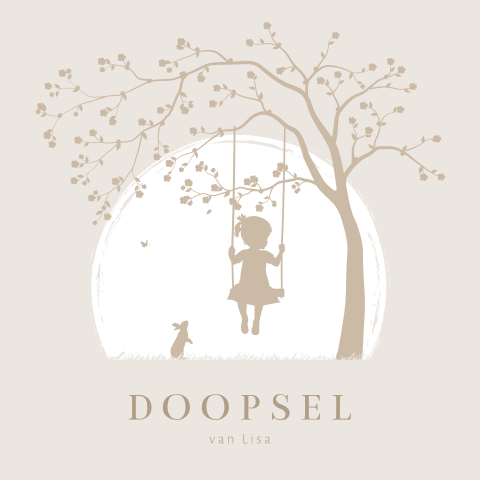 Silhouet doopsel uitnodiging meisje met schommel