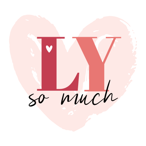 Hippe valentijnskaart met hart en LY so much