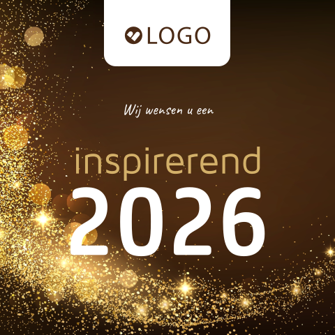 Inspirerend 2026 kerstkaart zakelijk met glitters en logo
