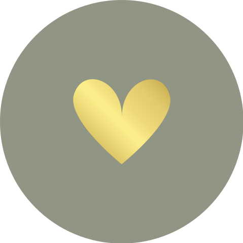 Ronde luxe sticker bruiloft met hartje in goudfolie - 20 stuks