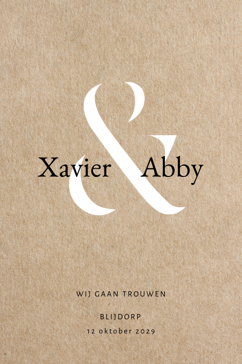 Karton look trouwkaart strak