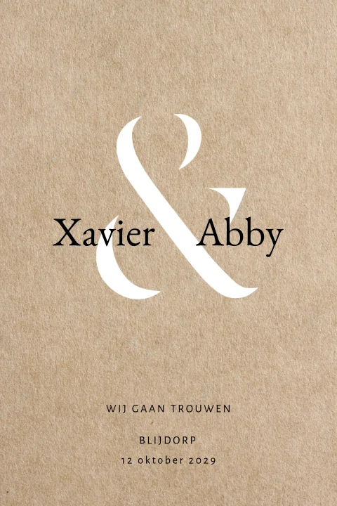 Karton look trouwkaart strak