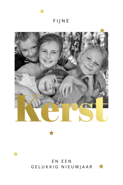 Cleane foto kerstkaart met goudfolie