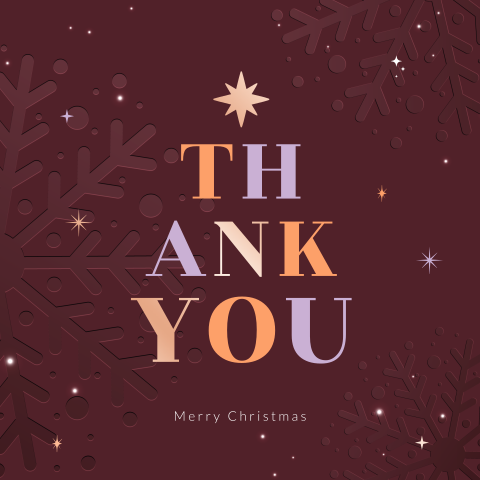Bedankt zakelijke kerstkaart met typografische kerstboom en folie
