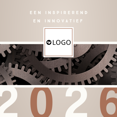 Kerstkaart met tandwielen voor innovatie en inspiratie