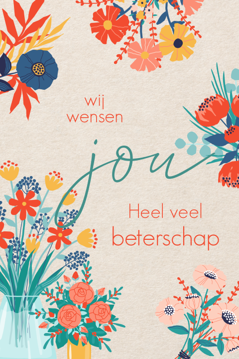 Bloemen wenskaart beterschap