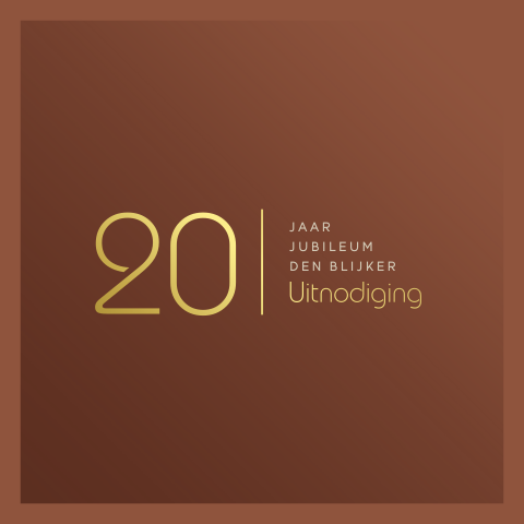Stijlvolle zakelijke uitnodiging jubileum 20 jaar met folie en logo