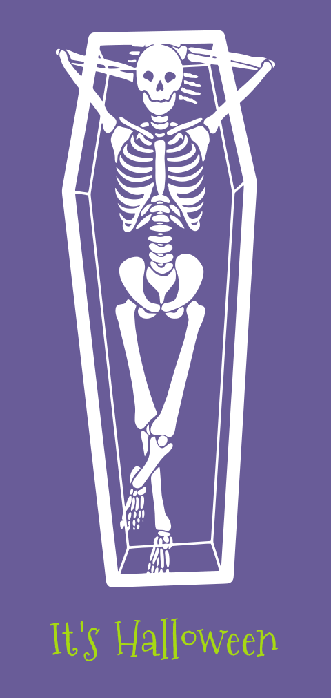 Skelet in grafkist uitnodiging Halloween