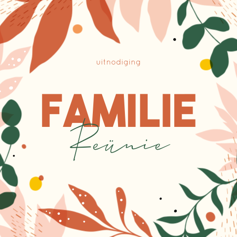 Familiedag uitnodiging met bladeren in vrolijke kleuren