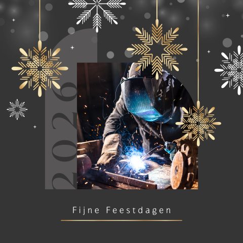 Kerstkaart 2026 zakelijk in de techniek branche met ijskristallen