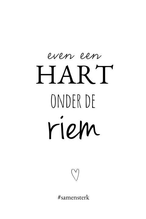 Zakelijke kaart zwart-wit "Hart onder de riem"