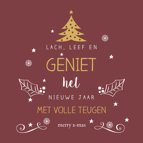 Kerstkaart lach leef en geniet met volle teugen