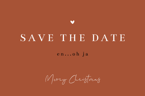 Hippe Save the Date kerstkaart met tekst en hartje