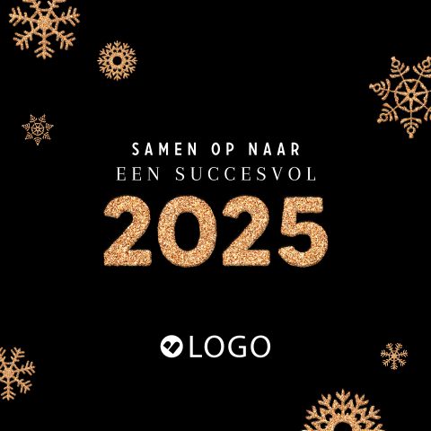 Succesvol 2025 zakelijke nieuwjaarskaart met glitter ijskristallen