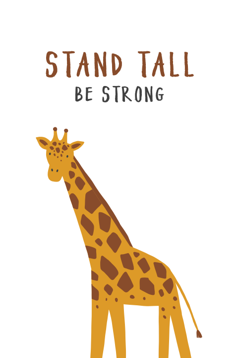 Giraffe wenskaart stand tall be strong