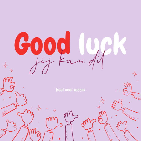 Succes kaart met duimen in felle kleuren