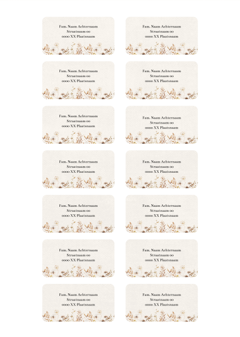 Geboorte adresstickers met veldbloemen