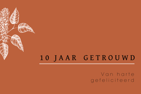 Felicitatie huwelijksjubileum 10 jaar getrouwd met getekende bloemen