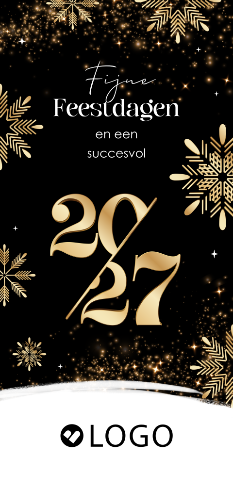 Goudlook zakelijke kerstkaart 2027 met ijskristallen