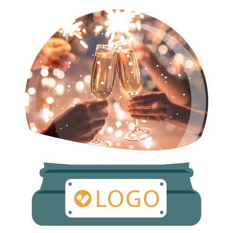 Sneeuwbol kerstkaart zakelijk met foto en logo