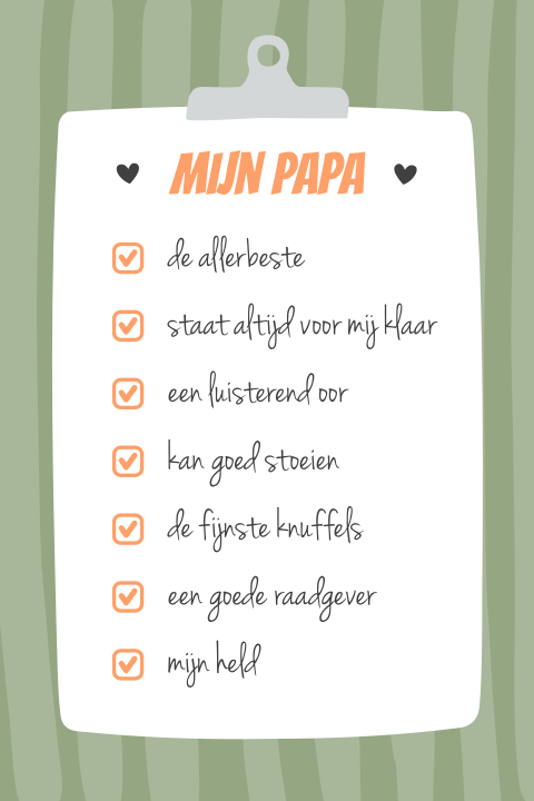 Vaderdag wenskaart met checklist op klembord