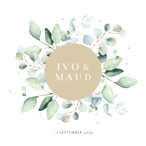 Botanische trouwkaart met eucalyptus takken