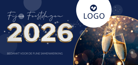 Champagneglazen zakelijke kerstkaart met sparkle en logo