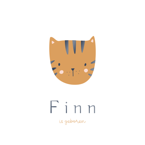 Rustig dieren geboortekaartje jongen met tijger en hoogglans