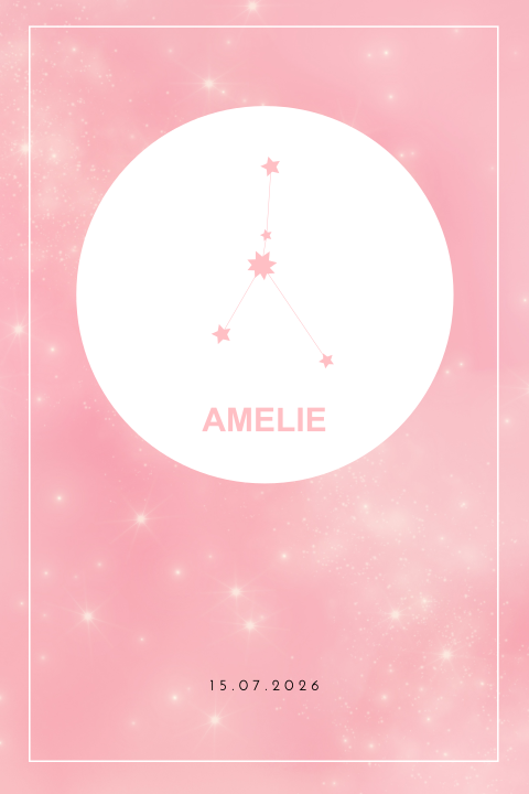 Sterrenbeeld geboortekaartje meisje met sterrenbeeld Kreeft