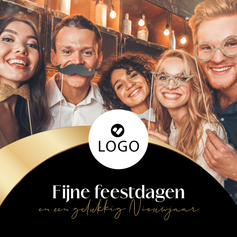 Goudlook zakelijke kerstkaart met teamfoto