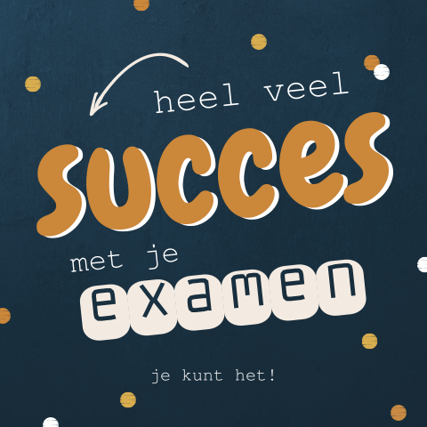 Succes examen wenskaart met confetti stippen