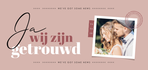 Polaroid 'Wij zijn getrouwd' kaart met foto