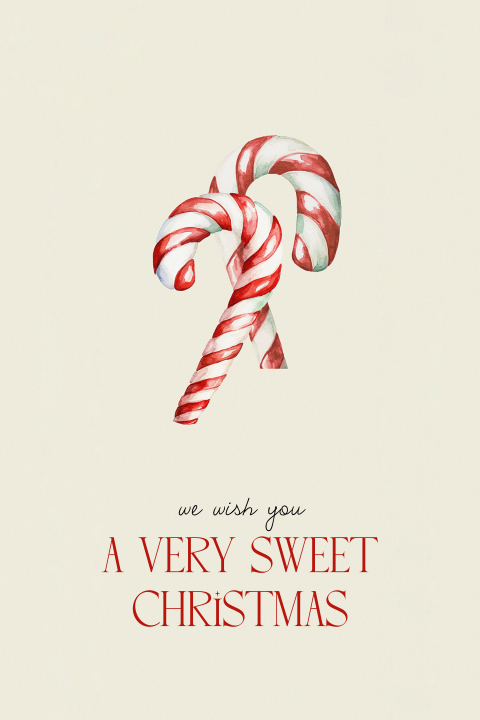 A very sweet christmas kerstkaart met zuurstokken