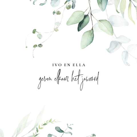 Hippe trouwkaart met aquarel eucalyptus