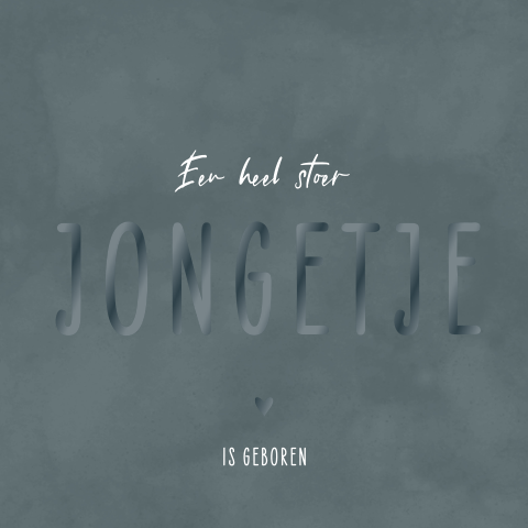 Hoogglans felicitatiekaart geboorte jongen met betonlook achtergrond